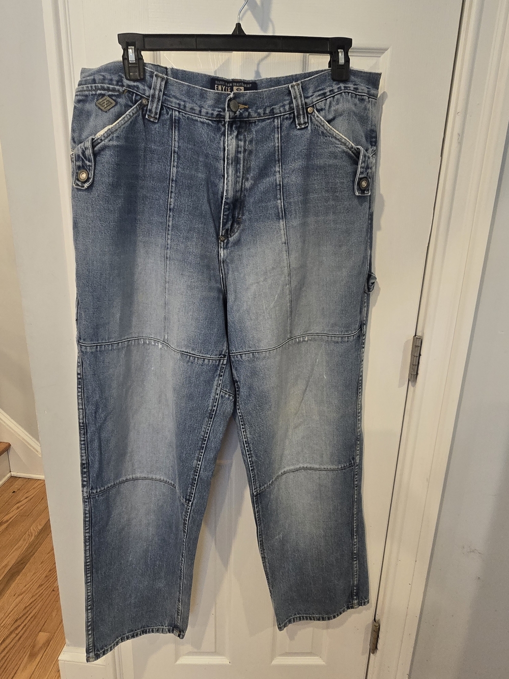 VTG Y2K Enyce Carpenter Jeans Mens Blue Denim Baggy Double Knee Seam Workwear